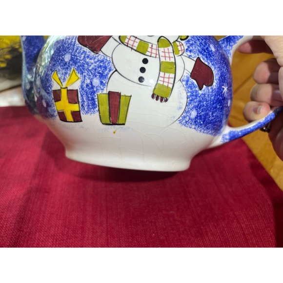 Frosty The Snowman Teapot,Studio Nova Snowman Teapot,Large Ceramic Christmas Tea - Picture 10 of 11
